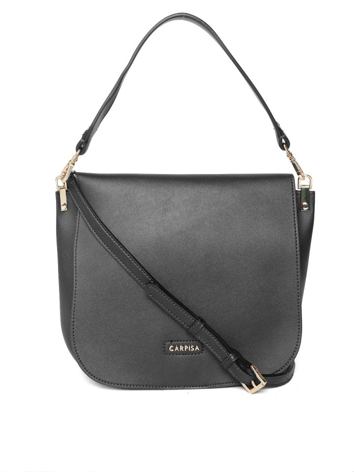 CARPISA Black Solid Sling Bag with Detachable Handle