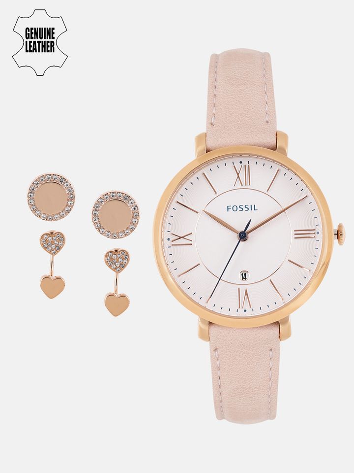 Buy Fossil Women White Watch Gift Set 