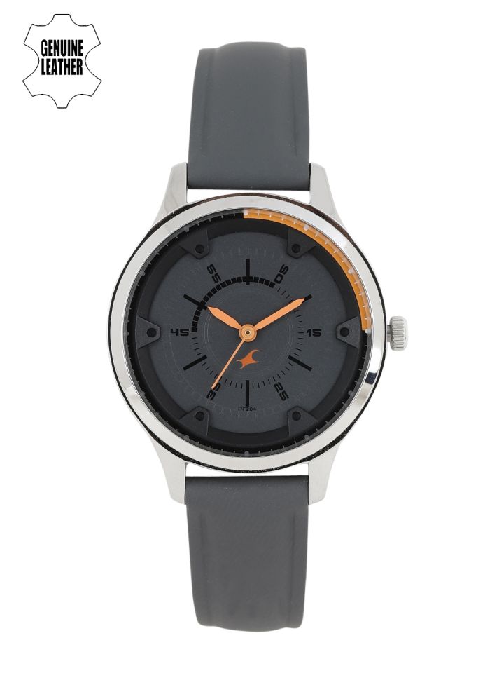 Buy Fastrack Women Grey Leather Analogue Watch NK6138SL02