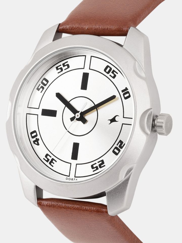 Buy Fastrack Men Silver Toned Solid Analogue Watch NK3123SL02