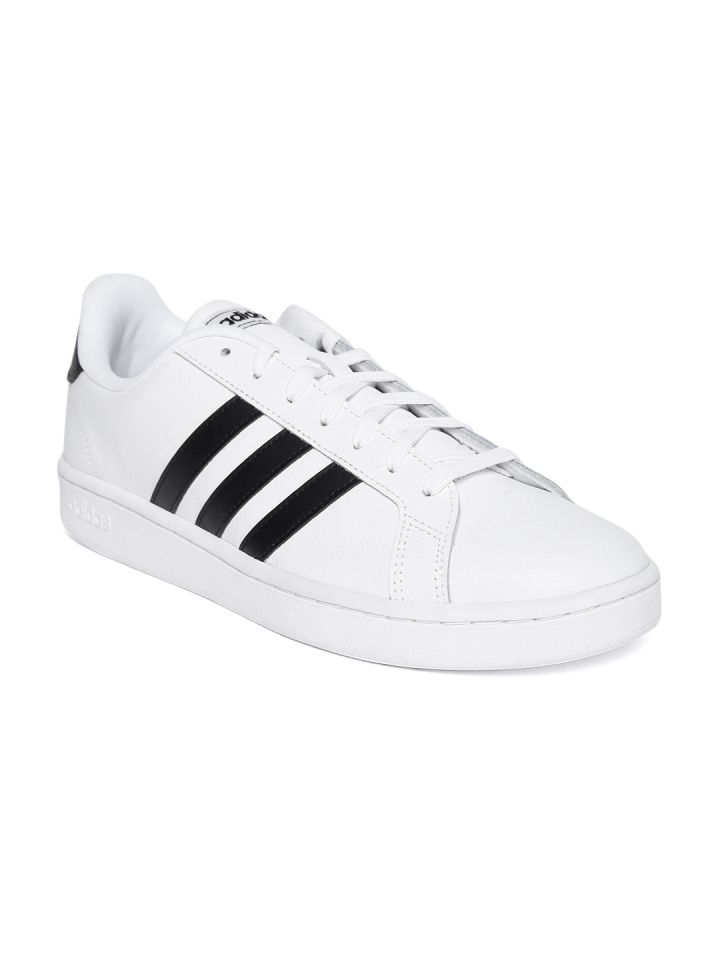 adidas mens white leather sneakers