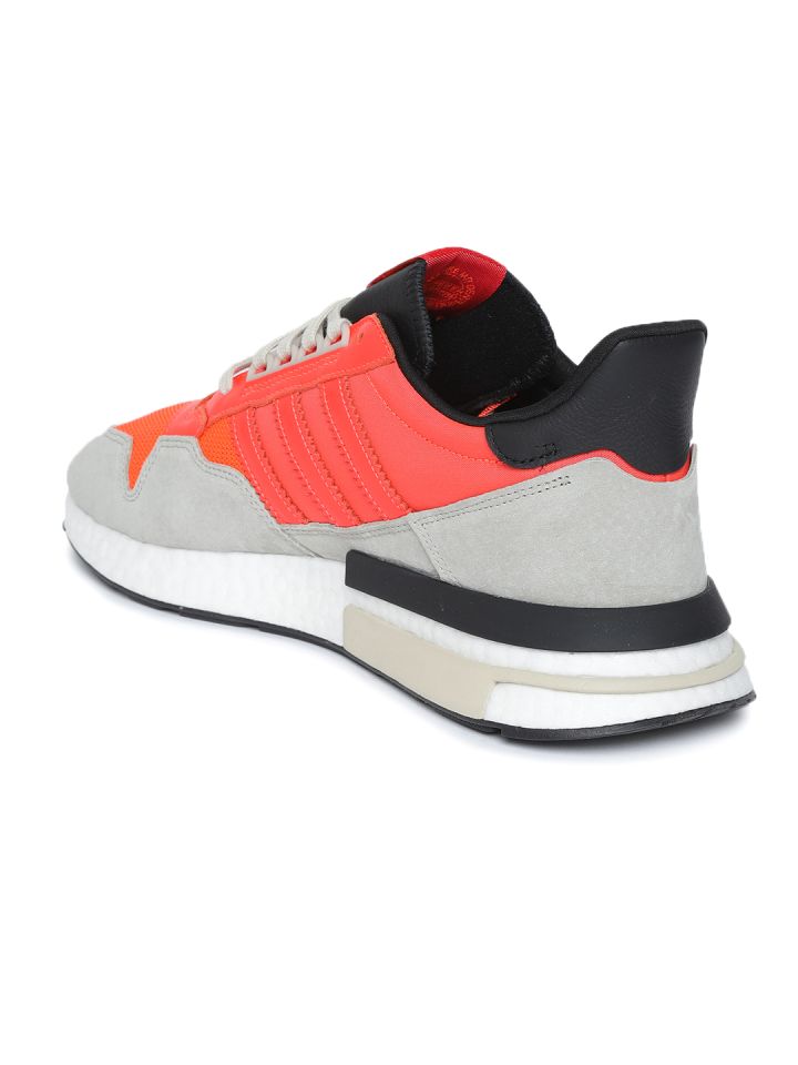 ADIDAS Originals Men Coral Red Grey Colourblocked ZX 500 RM Sneakers