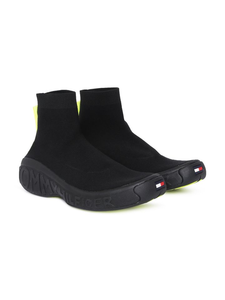 Buy Tommy Hilfiger Men Black Solid Mid Top Slip On Sneakers - Casual Shoes  for Men 8623079 | Myntra