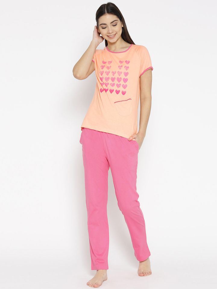 pink night suit for ladies