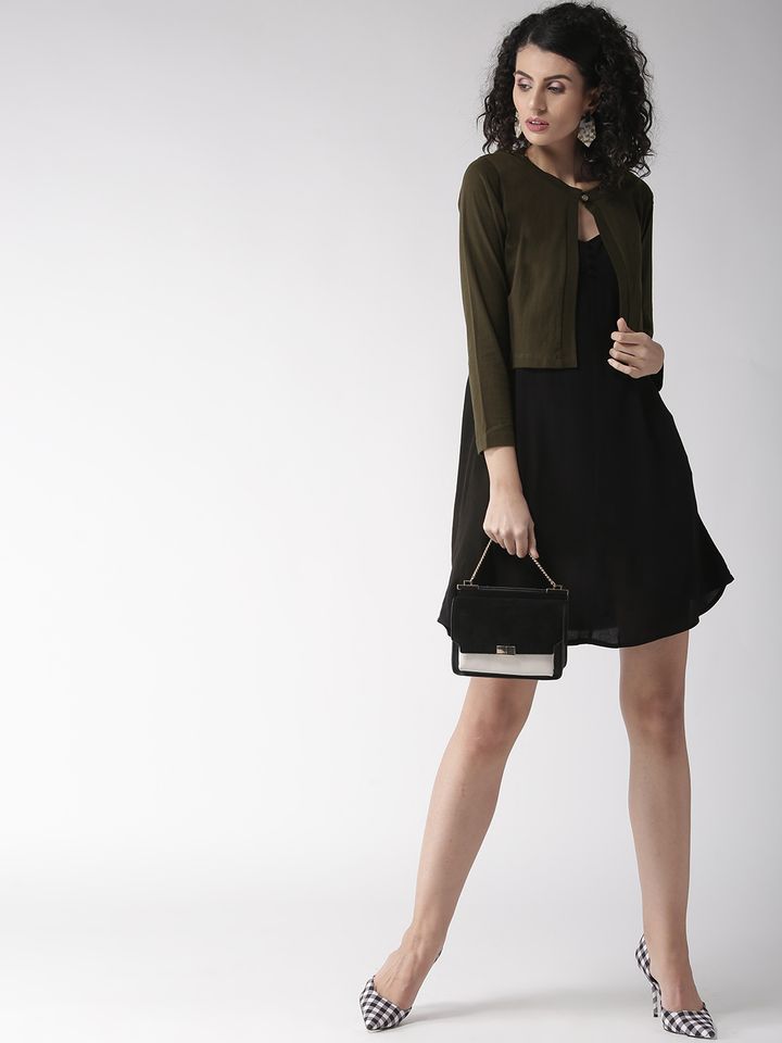 olive green long shrug