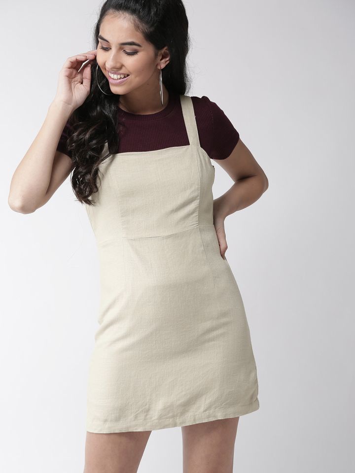 Beige pinafore shop dress