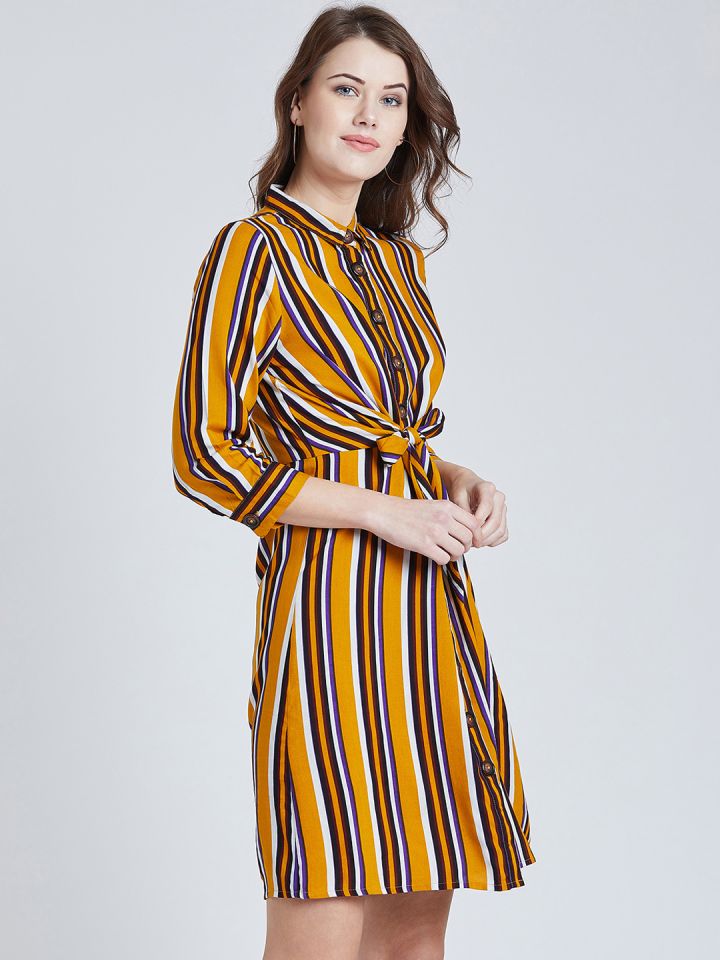 Black and clearance yellow striped dress