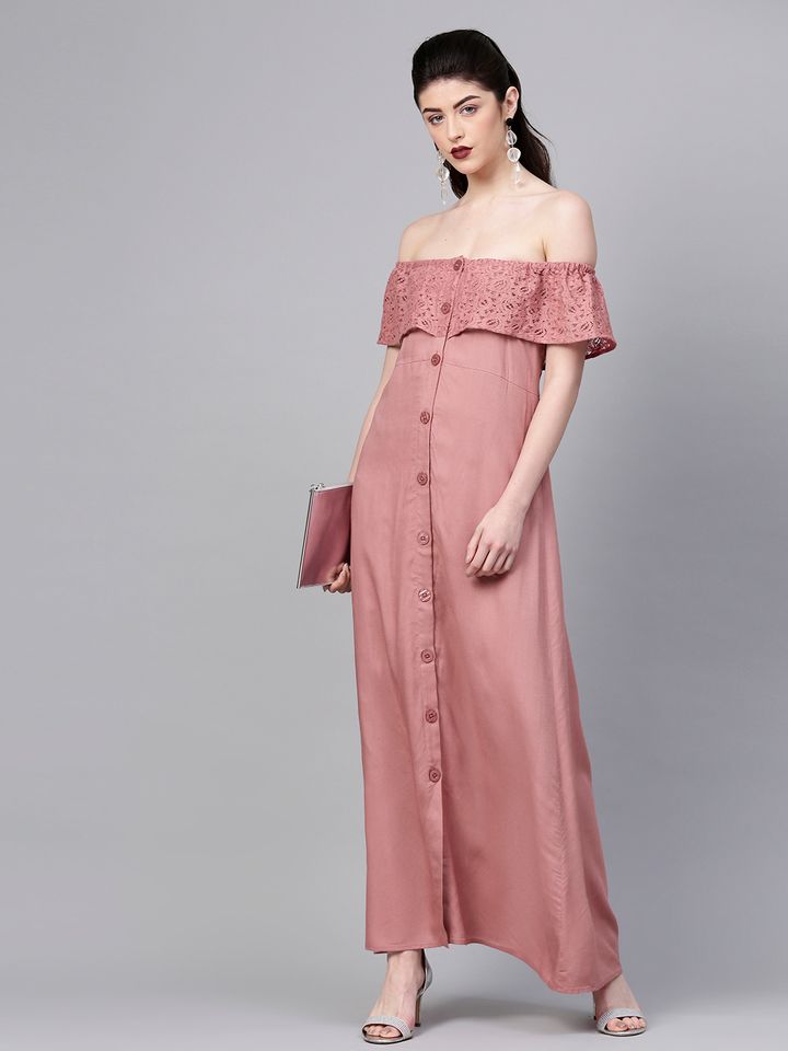 Sassafras dusty pink maxi dress clearance
