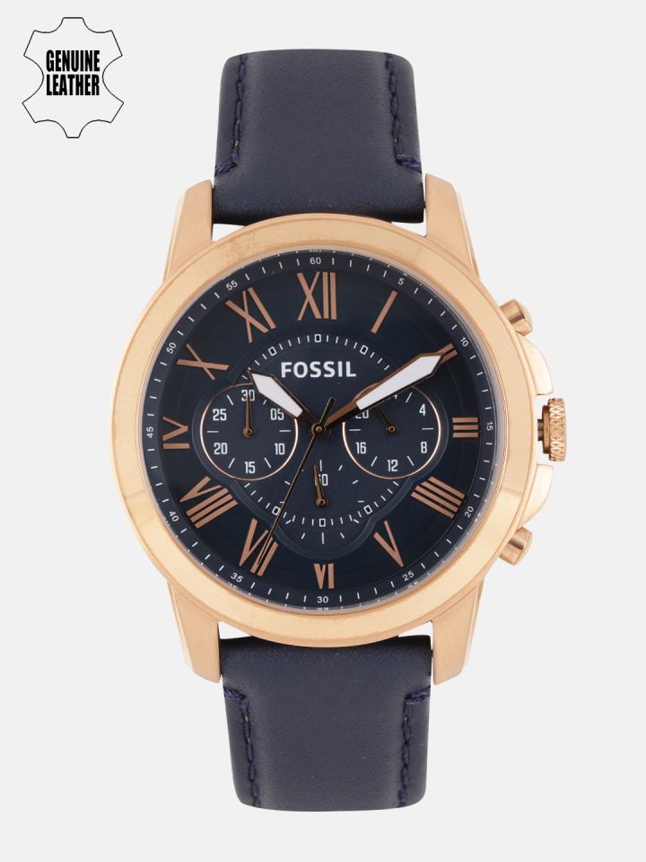 Buy Fossil Men Blue Genuine Leather Factory Serviced Analogue