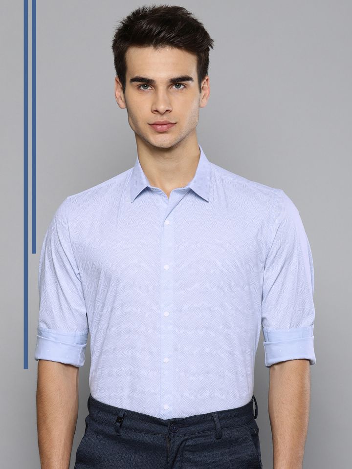 Buy Louis Philippe Ath Work Men Blue Slim Fit Printed Smart Casual