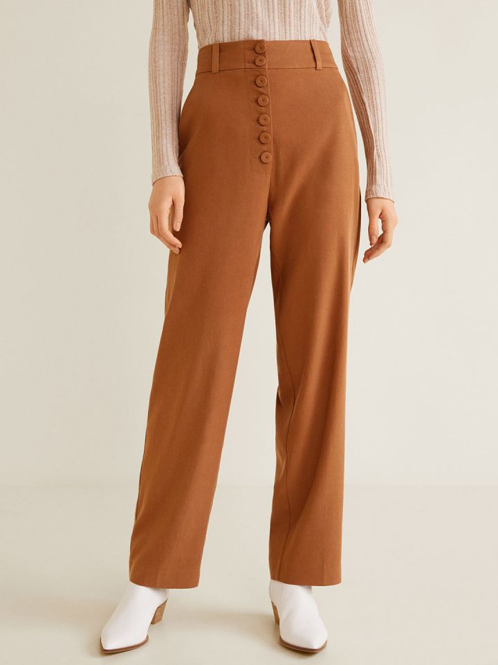 Brown Comfort Fit Stretch Pants