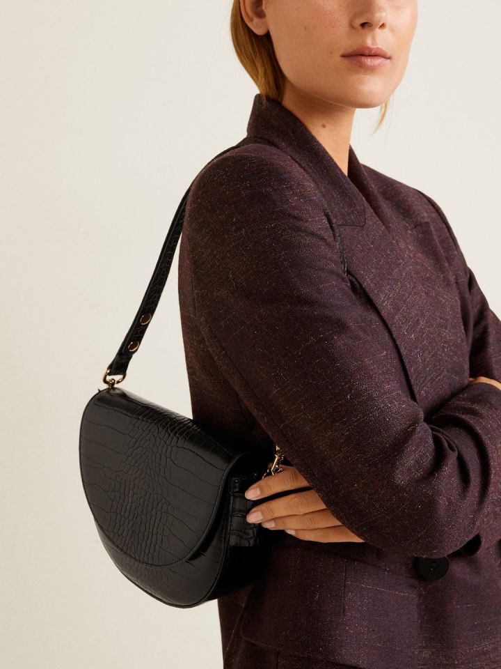 Mango black croc textured sling bag 2025