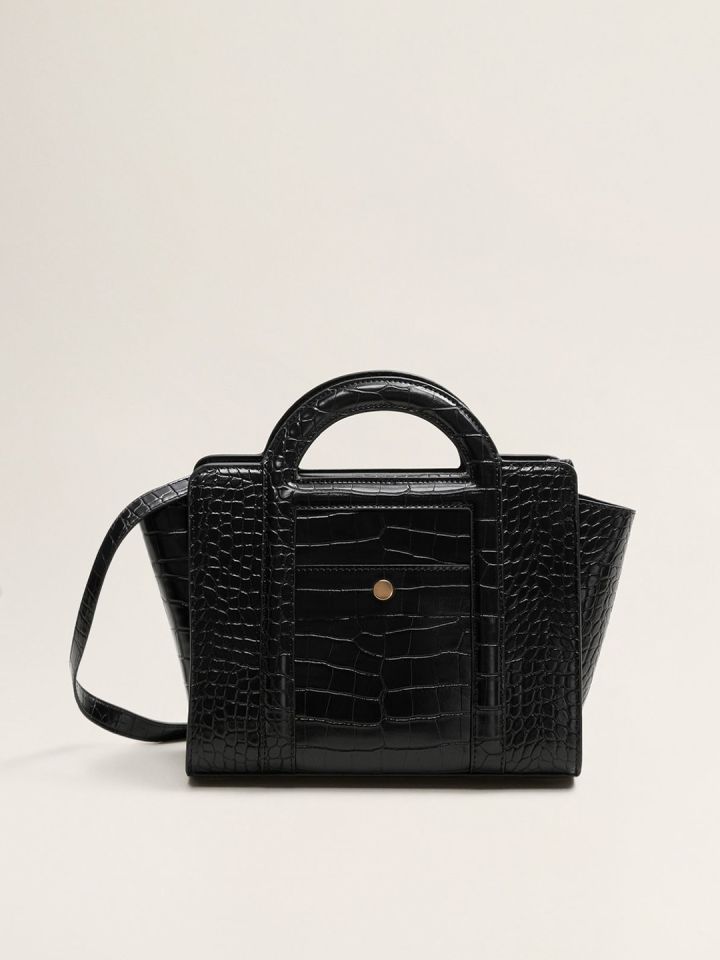 Mango black croc bag sales