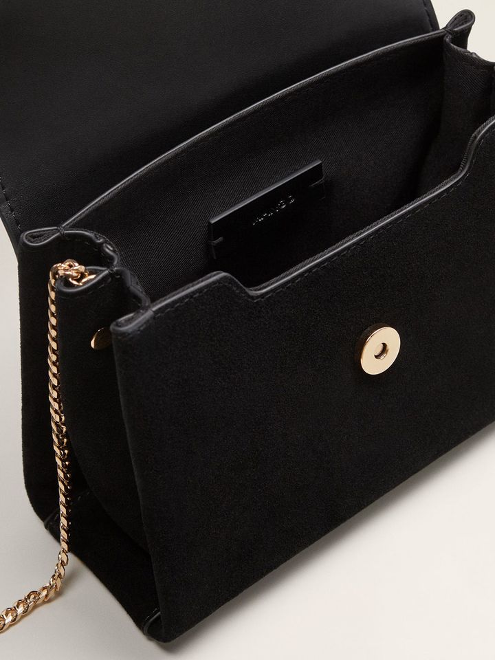 Buy MANGO Black Solid Leather Sling Bag 