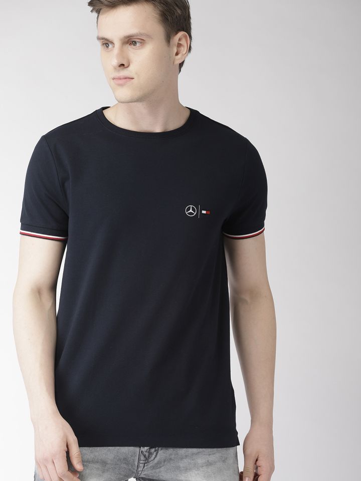 Tommy Hilfiger Men Navy Blue Solid Round Neck CLIMATE CONTROL Cool Feel T shirt