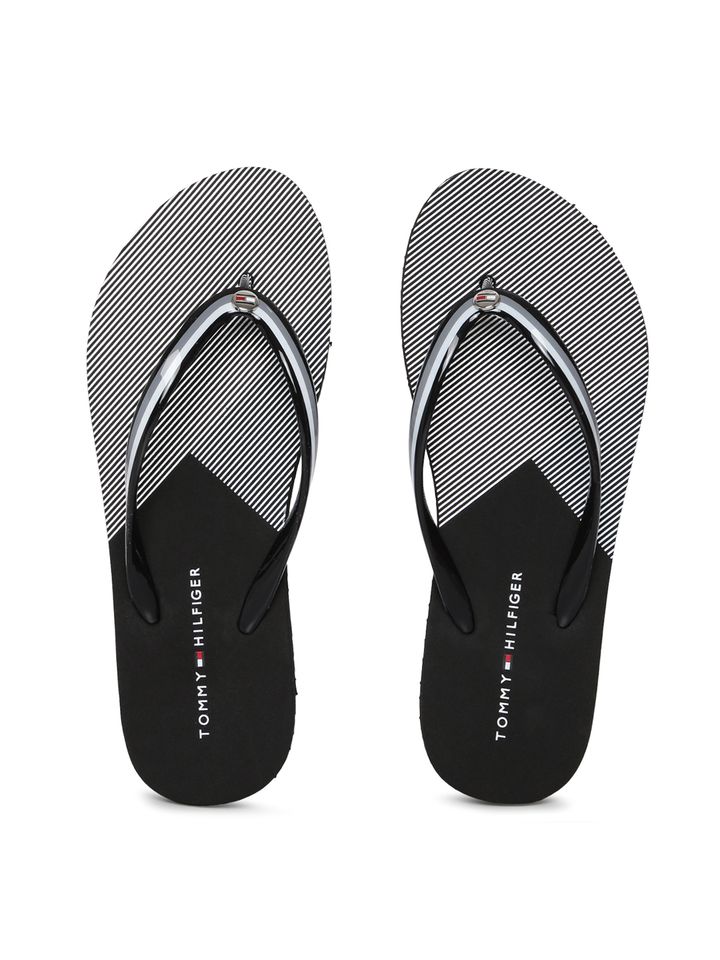 tommy hilfiger women's black flip flops
