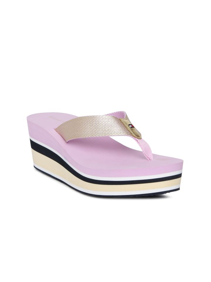 Tommy Hilfiger Women Gold Toned Solid Sandals