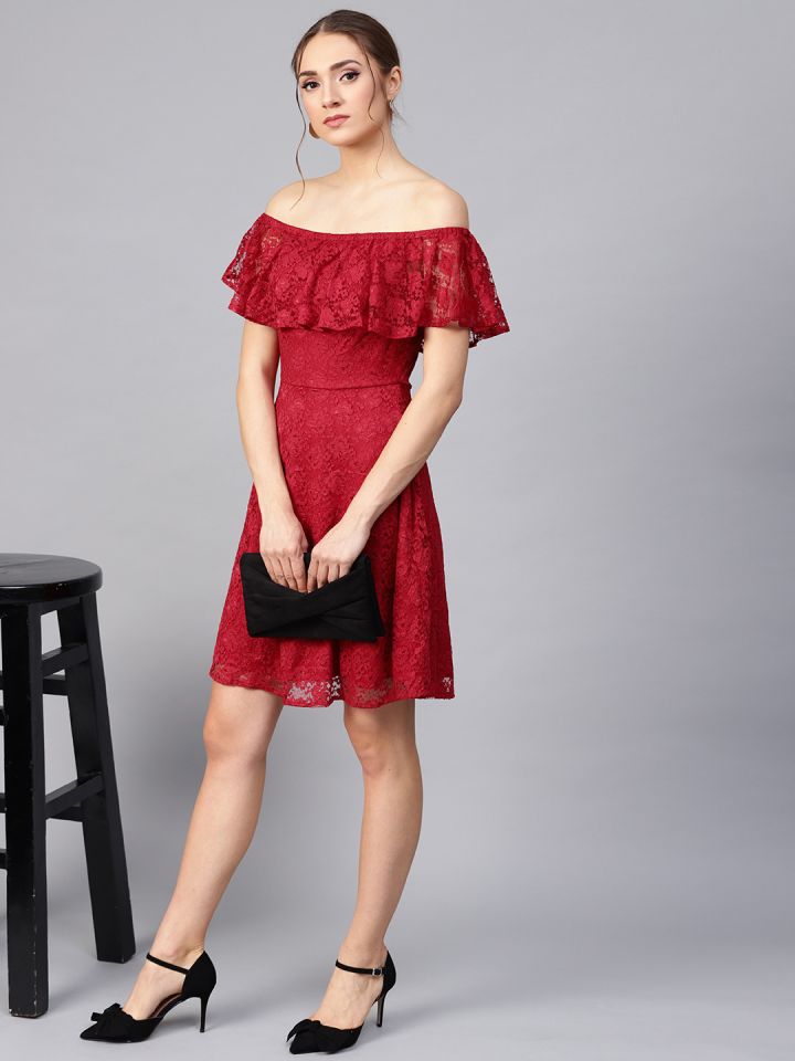 Womens red lace dress store