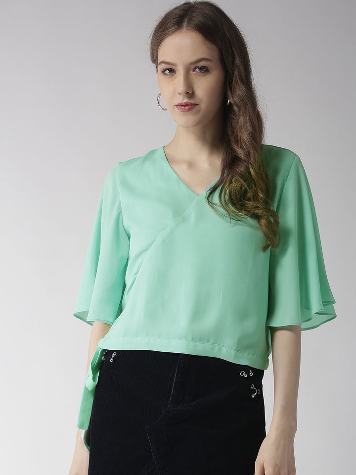 Buy Madame Women Sea Green Solid Top - Tops for Women 8698885 | Myntra