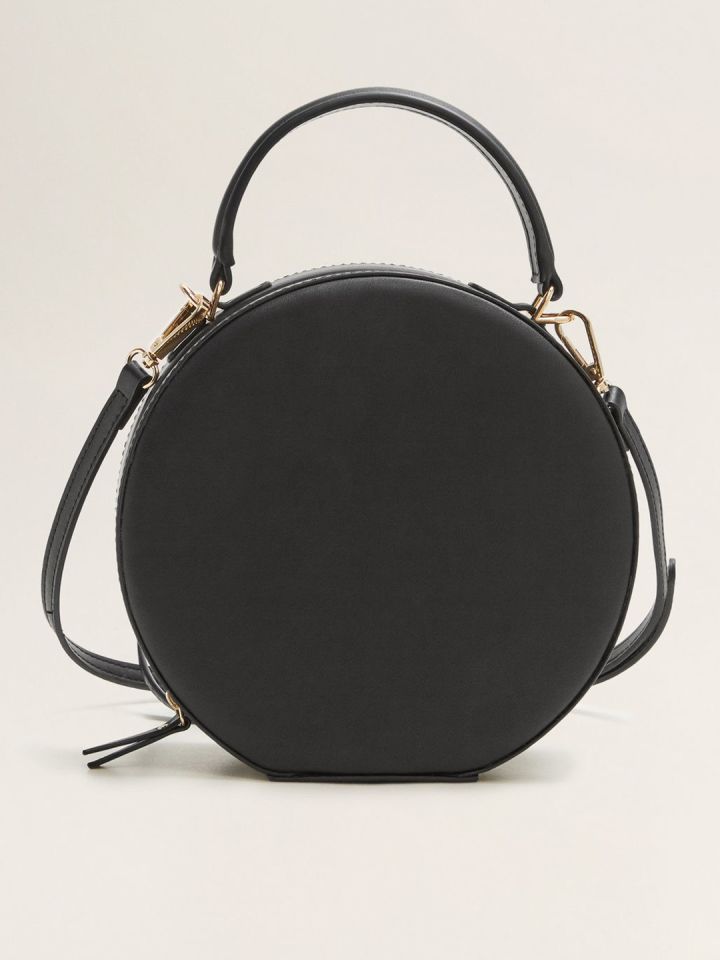 mango black solid handheld bag