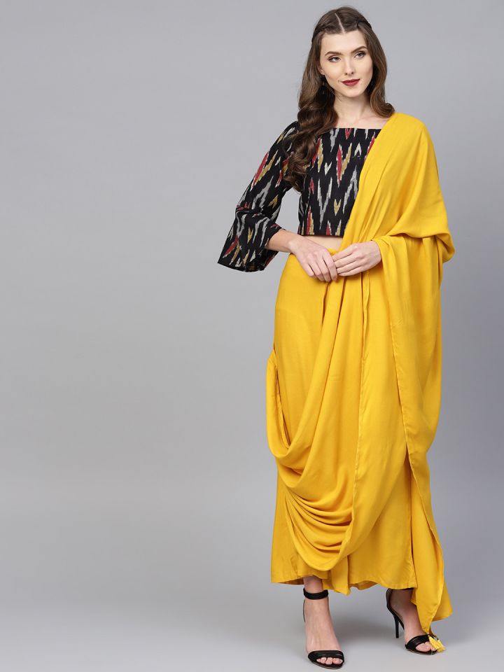 palazzo saree myntra