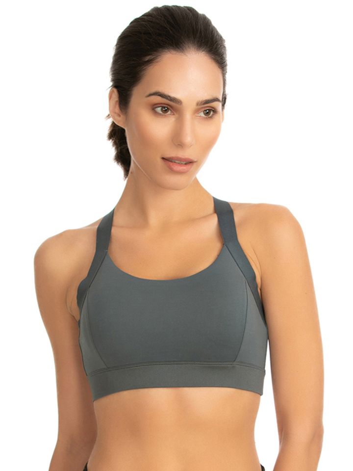 Buy Zelocity By Zivame Grey Solid Non Wired Lightly Padded Sports