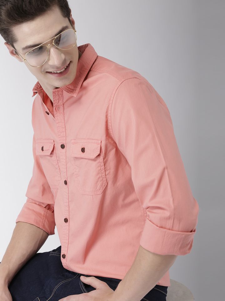 Pink shirt hotsell with pocket
