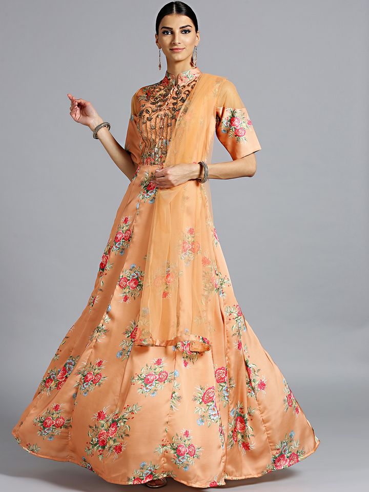 myntra peach dress