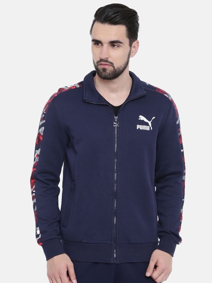 Buy Puma Men Navy Blue Solid Classics T7 Track Jacket Jackets