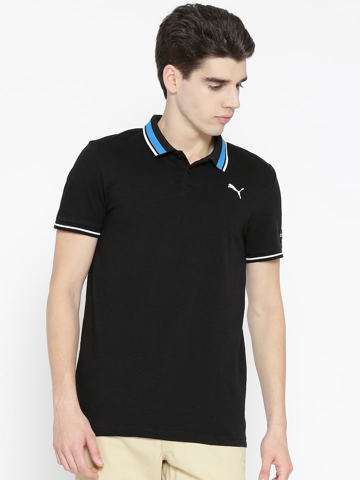 VK Stylized Solid Polo Collar T Shirt 