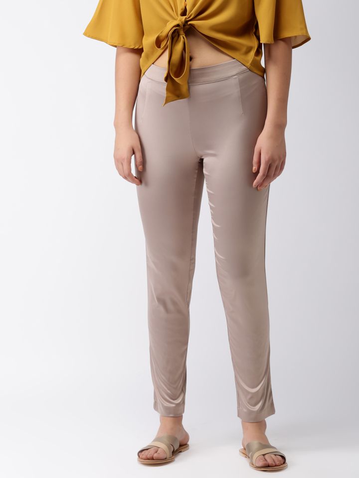 GO COLORS Regular Fit Women Khaki Trousers - Buy GO COLORS Regular