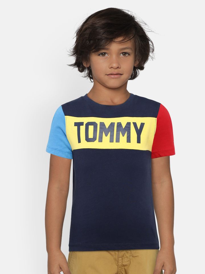 Navy blue and shop yellow tommy hilfiger shirt