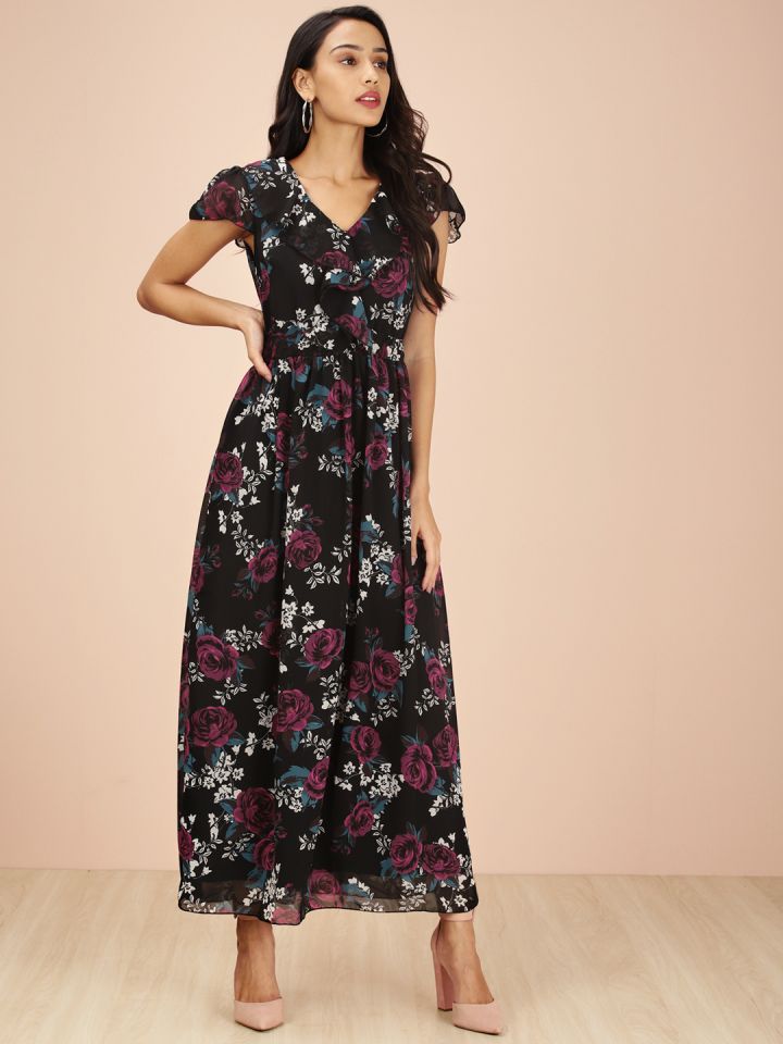 Black maxi dress best sale myntra