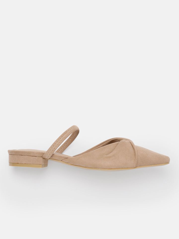 Nude suede mules 2025