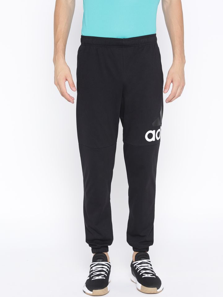 Buy ADIDAS Men Black Essentials Logo Solid Joggers Track Pants