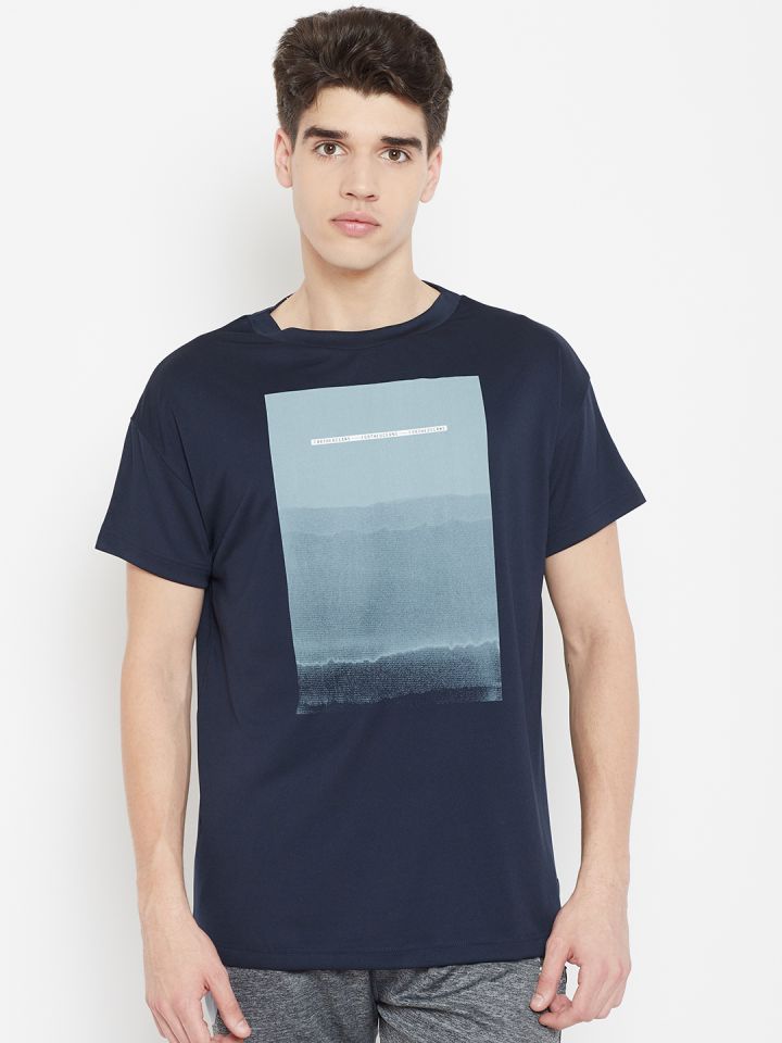 ADIDAS Men Navy Blue Printed Parley Graphic T Shirt