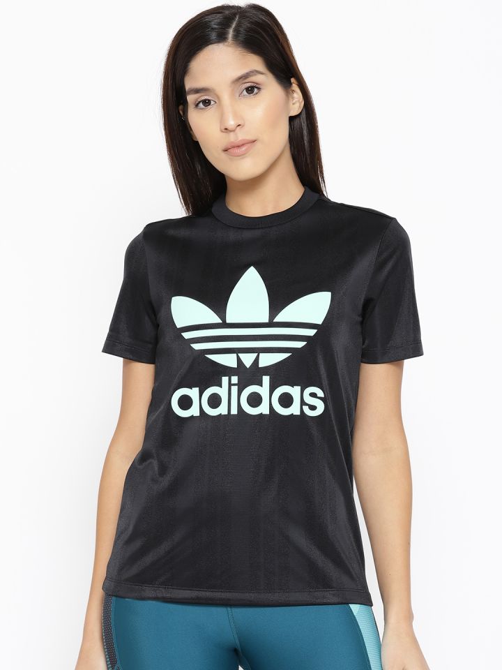 Adidas trefoil tee womens black new arrivals