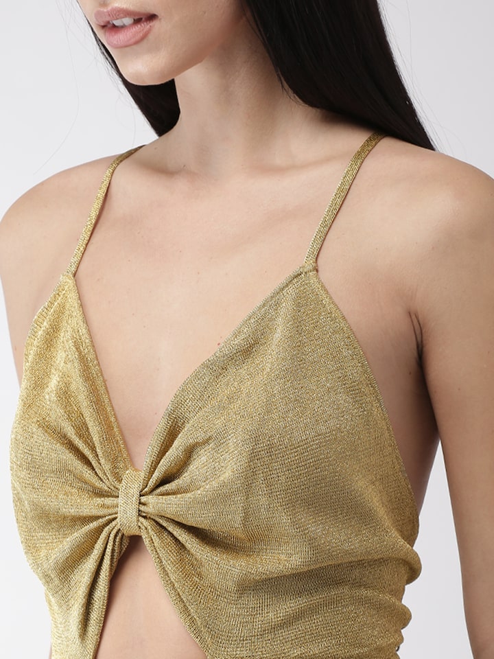 Lake Taupo Anvendelig udløb Buy Tommy Hilfiger TommyxZendaya Women Gold Toned Self Design A Line Dress  - Dresses for Women 8823919 | Myntra