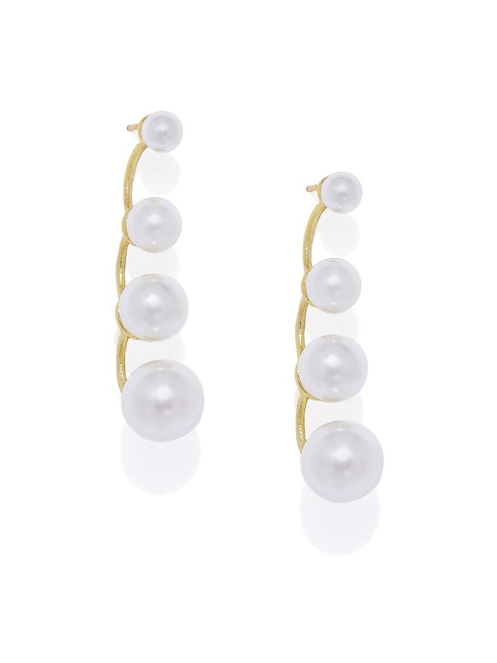 Buy Pipa Bella Rolland Dangler Ear Jacket Earrings Embellished With White Swarovski Pearls Earrings For Women 8834573 Myntra