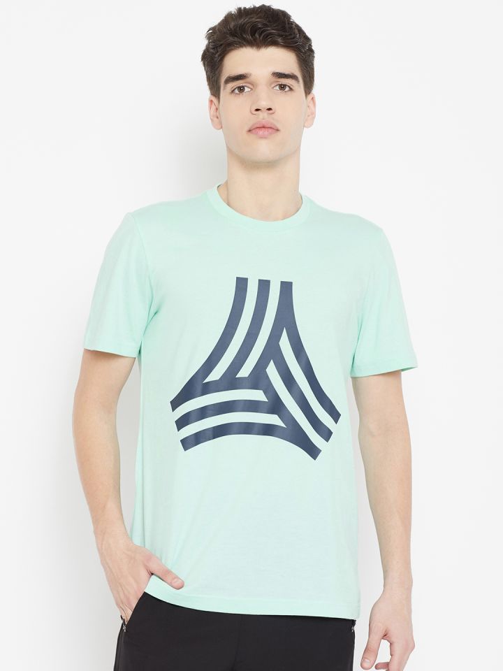 Buy ADIDAS Men Sea Green Tan Graphic Football Pure Cotton T Shirt