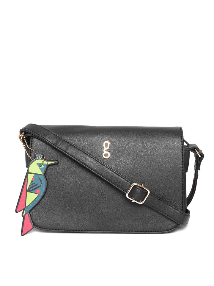 Global Desi Black Solid Sling Bag