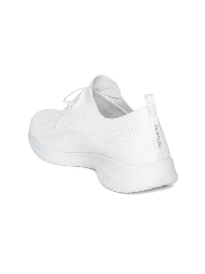Skechers Women White Ultra Flex Fresh Pick Floral Embroidered Walking Shoes