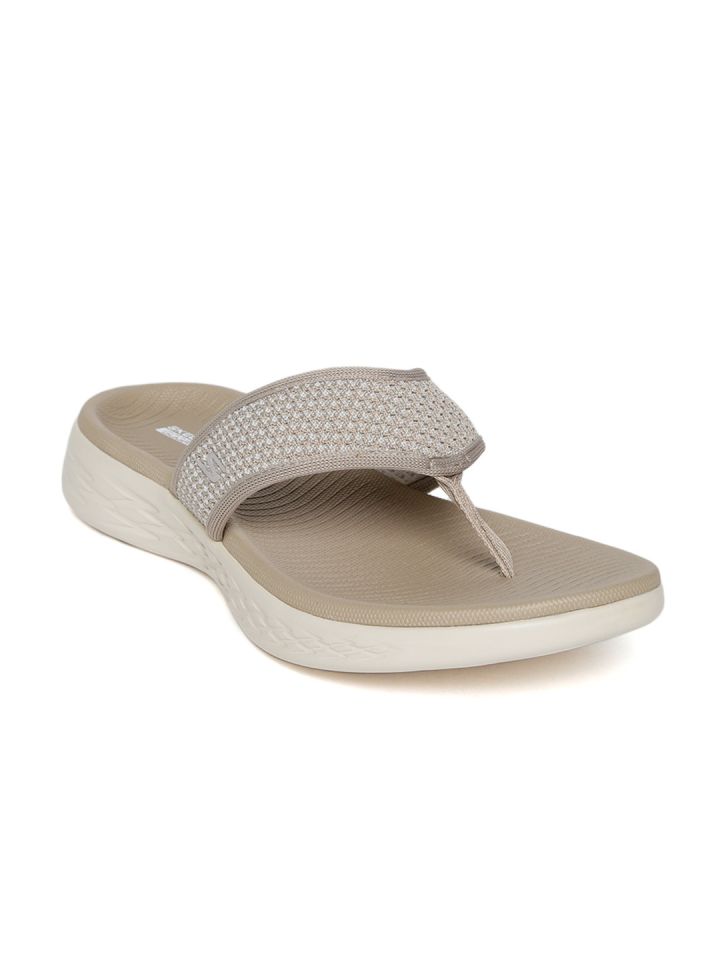 Buy Skechers Women Beige On The Go 600 Glossy Thong Flip Flops