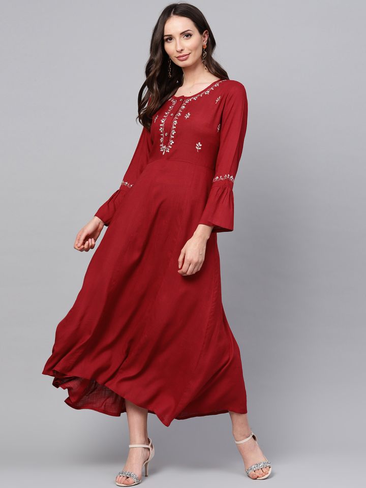 maroon dress myntra