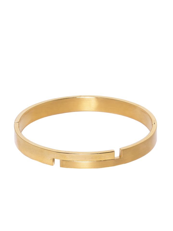 Dare by Voylla Men Gold Plated Stainless Steel Kada Bracelet