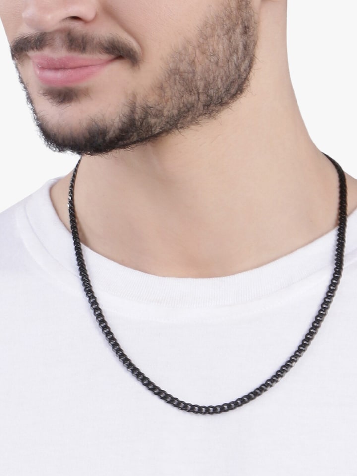 Buy Peora Black Stainless Steel Chain - Necklace And Chains for Men 8901737