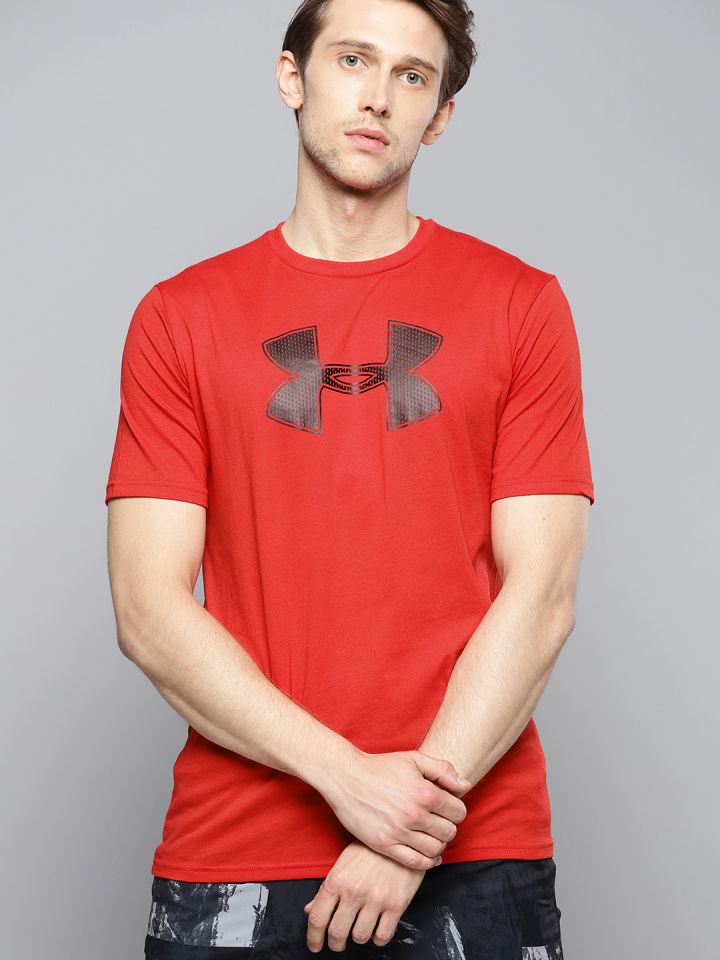 Buy UNDER ARMOUR Men Red Solid Big Logo Printed T Shirt Tshirts