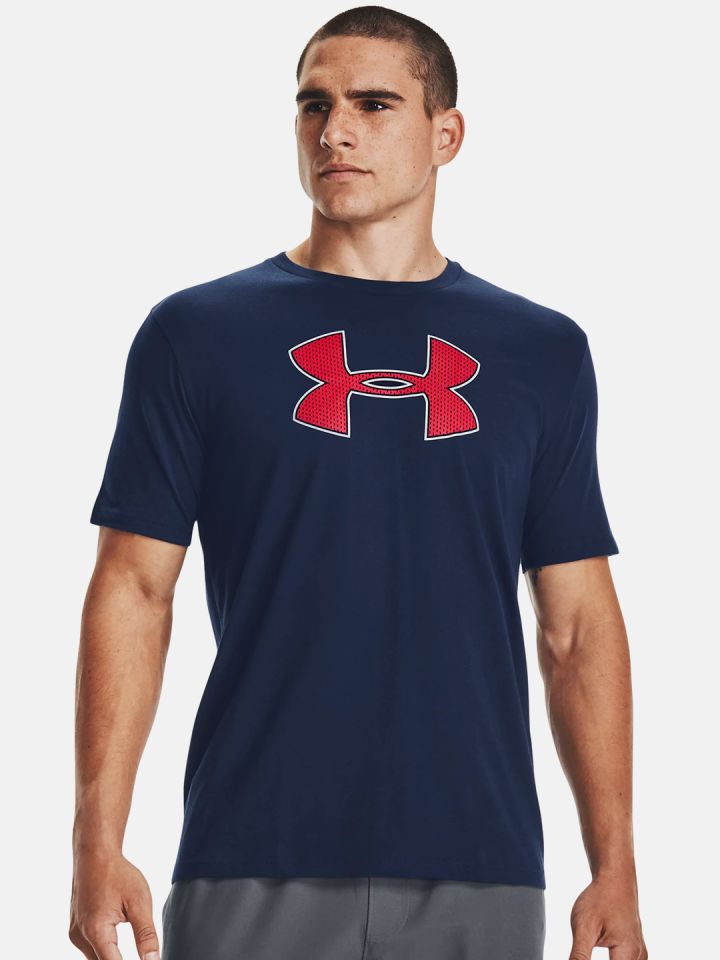 UNDER ARMOUR Men Navy Big Logo SS Printed Longline T shirt