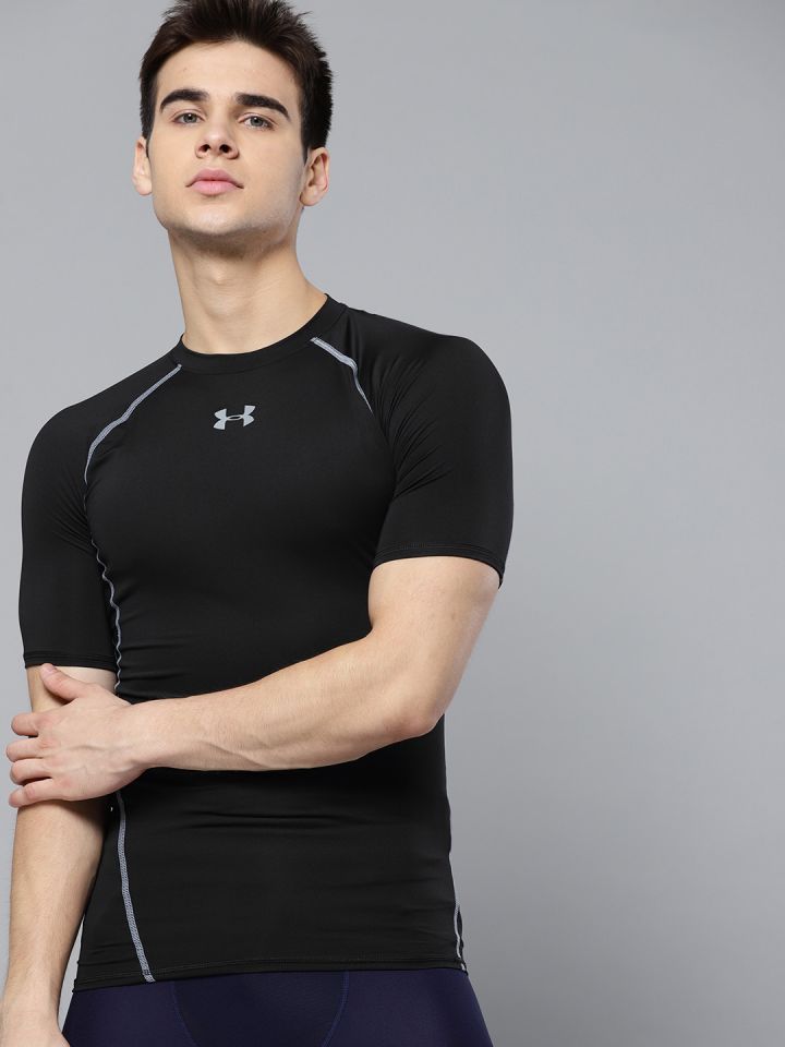 UA HeatGear Long Sleeve Compression Shirt, Black/White, Under Armour