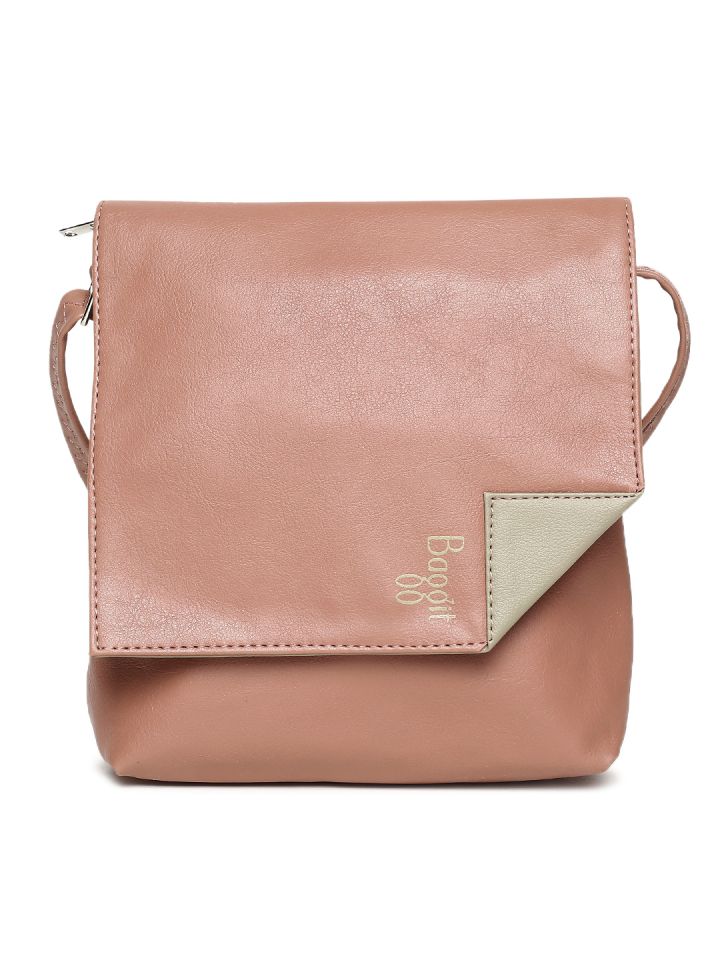 Baggit pink solid on sale sling bag